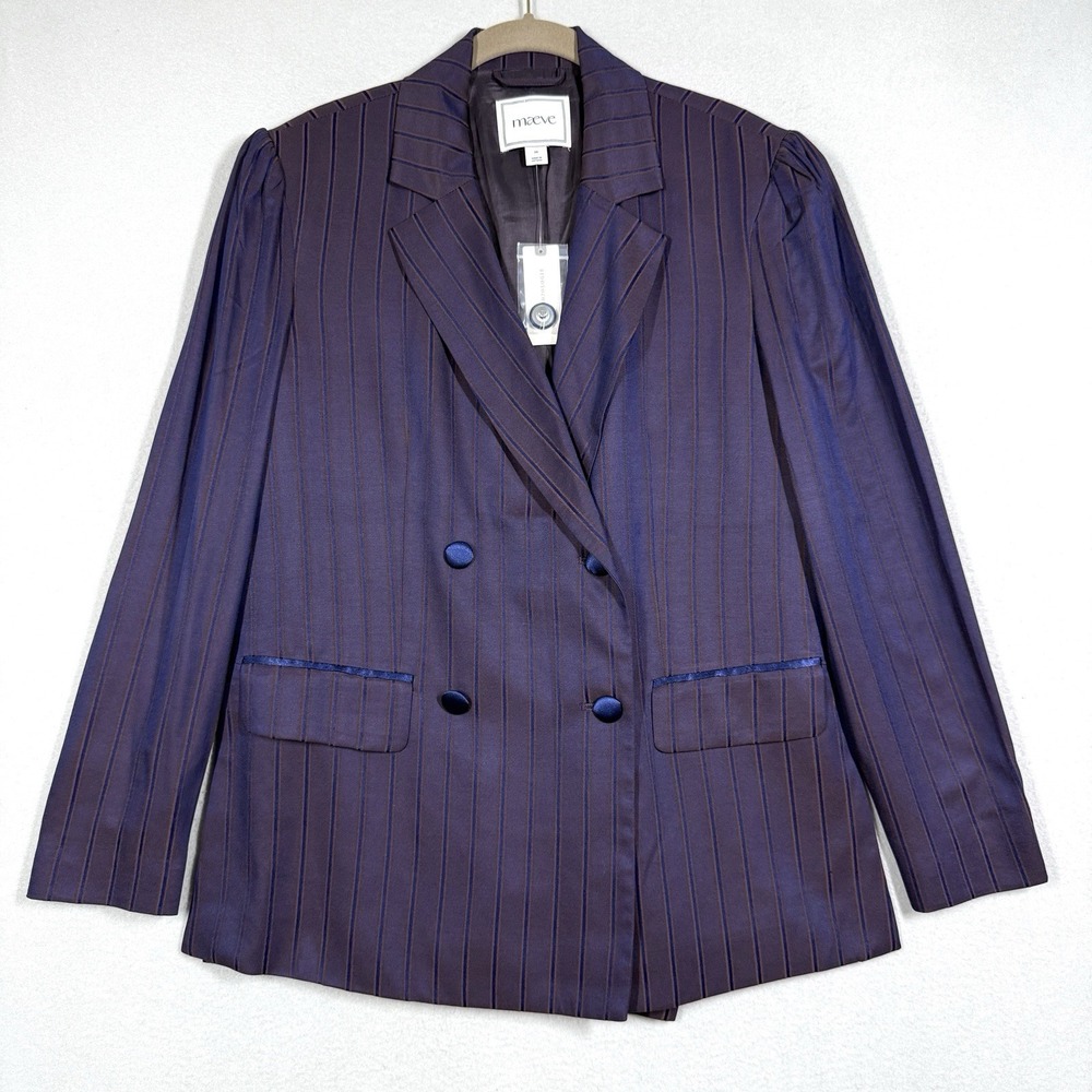 Maeve Anthropologie Blazer Women XS Pinstripe Relaxed Double Breasted Jacket NWT